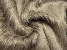 Super Luxury Faux Fur Fabric Material LONG PILE GREIGE