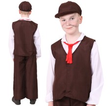 CHILDS BROWN POOR VICTORIAN COSTUME BOYS HISTORICAL SCHOOL BOOK WEEK FANCY DRESS