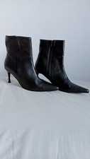 GUCINARI LADIES BLACK LEATHER ZIP UP STILETTO HEEL ANKLE BOOTS UK SIZE 7 EUR 40