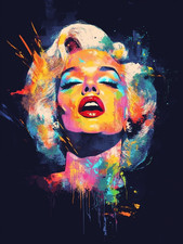 Canvas Art Marilyn Monroe Pop Art Blue Red Yellow Wall Picture Poster Print
