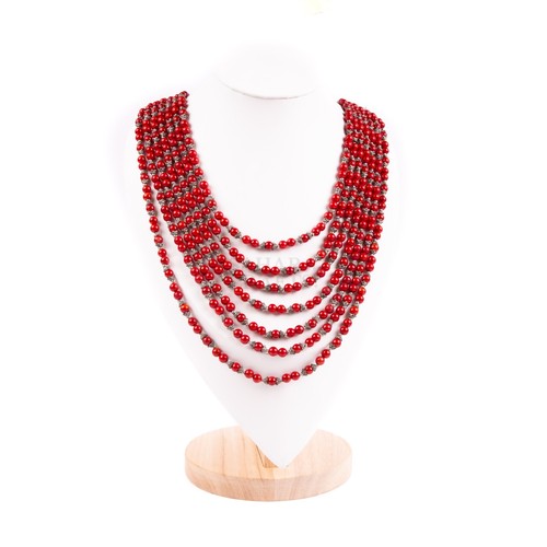 Red coral with silver beaded - coral,
