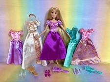 RARE 2013 Disney Store Rapunzel doll wardrobe dress shoes brush tangled  set 