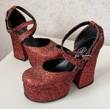 EXTREMELY RARE VINTAGE SHELLYS 1990’S  RED GLITTER SHOES - WOMEN’S UK SIZE 5