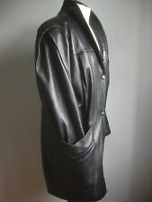 Vintage LONG LEATHER COAT 10 12 14 steampunk duster Y2K new wave 80s 90s TREKWAY