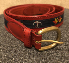 Regent Vintage Genuine English Saddle Hide Belt Anchor Flag Solid Brass Buckle