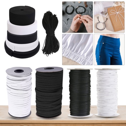 Round flat white elastic black - elastic,
