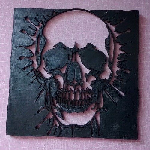 Black printed skull wall - 3d,
