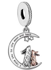 RABBIT HARE I LOVE YOU TO THE MOON MUM MUMMY CHARM 💜 GENUINE STERLING SILVER