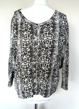 FAB F&F Tesco Brown Cream Snakeskin Print Cotton Blend Cardigan Plus Size 22 VGC