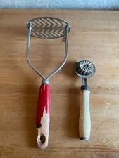 Vintage Kitchen Utensils Skyline wooden handle masher Dandy pastry wheel