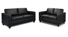 Max Black Sofas Faux Leather -