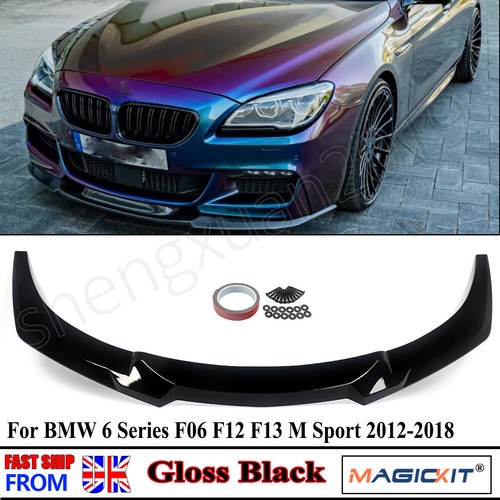 Gloss black front bumper lip - front,