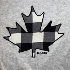 Roots Canada T Shirt - Medium - Grey - Check Plaid Maple Leaf