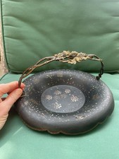 Early Victorian Papier Mache Basket With Gilt Metal Handle, 25 Cms