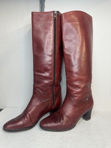 Rayne burgundy leather - leather, knee