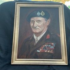 Large framed oil painting  Field Marshall Montgomery 