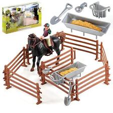 Horse Rider Playset with Accessories Model Stable Fences Toy Equestrian Farm Set
