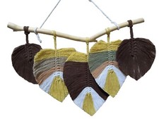 Macrame Feather Wall Hanging, home decor gift cotton cord multicolcolour 42×45.