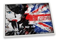 Fashion Union Jack Graffiti CANVAS FLOATER FRAME Wall Art Print Picture
