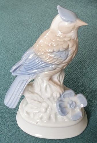 Single vintage crested bird - single,