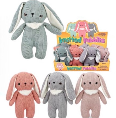 Sitting knitted bunny 14cm - knitted,