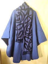 Peter James Ladies Wool & Cashmere Blue Cloak Wrap Poncho Scarf One Size NEW