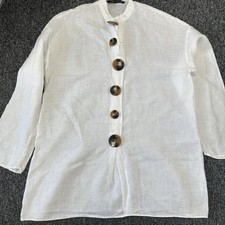 Zara White Linen Large Button
