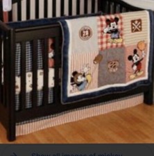 Baby Mickey Mouse Disney Sports Theme Nursery Cot Bedding Set