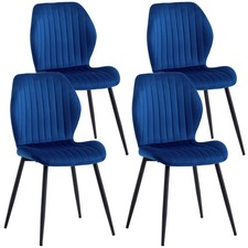 4X Modern Velvet Dining Chairs Upholstered Kitchen Living Room Chair Metal Legs