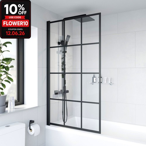 Bath shower screen black - shower,