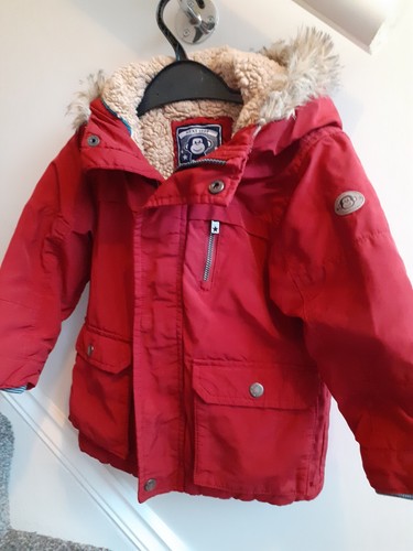 Next kids red coat - with, fur