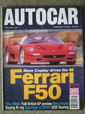Autocar 12 July 1995 Ferrari F50 Kia Sportage Toyota RAV4 Ford Fiesta Citroen ZX