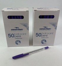 Pack Of 50 Consortium Purple Ball Point Pens Medium Point