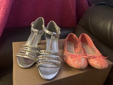 TWO PAIRS - New Look Pink Ballet Ballerina Pumps & Kitten Hill Shoes - Size Uk3