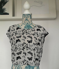 Women's Black And White Butterfly Design Crop Top Size 8