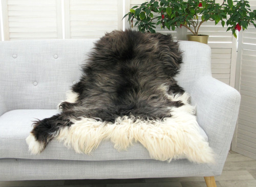 Grey white icelandic sheepskin - icelandic,