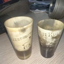 Two Vintage Swiss Horn Beakers.
