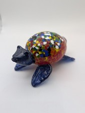 Art Glass Blue & Red Turtle