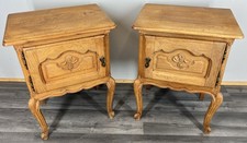 Pair of Bedside Tables Vintage French Louis Oak  Nightstands Cabinets LOT 4229