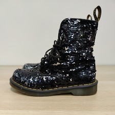 Dr Martens 1460 Pascal Reversible Sequin Black Silver Uk 4 Eu 37 Ankle Boots #2