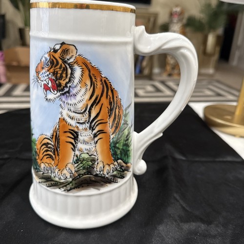 Large ceramic decorative tiger - decorative,