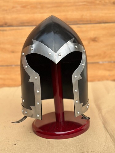 Medieval black barbuta - black, helmet
