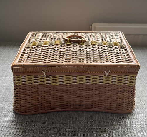 Vintage wicker sewing box - vintage,