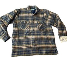 Vintage Ozark Trail Shacket Medium Flannel Coat New Blue Brown Fleece Jacket