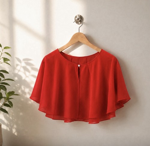 Red chiffon cape top wedding - red,