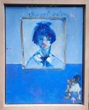 Rare REG GADNEY (British), "Sweet Pose", Oil, Portrait In Blue, Signed, Dated