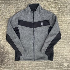 Spyder Men's Full Zip Grey Fleece Jacket, Outdoor Hiking, Medium