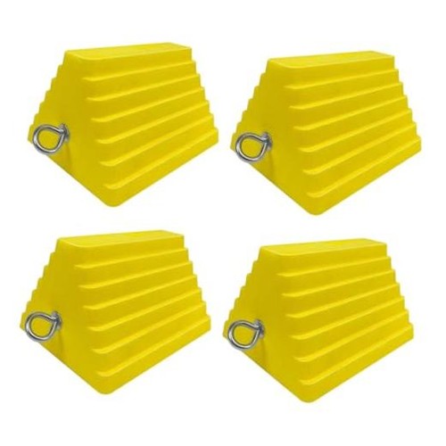 Yellow wheel chocks with - wheel,