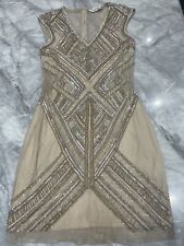 ✨Miss Selfridge New Nude & SilverHeavy Beaded Sequined Dress Size 8 Eu36 ✨