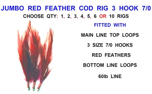 Jumbo red feather rig hook - jumbo, 3